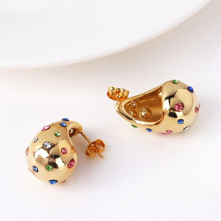 1pair European And American Fashion Personality Earrings, Hypoallergenic, 18k Gold Plated, Cubic ... | SHEIN