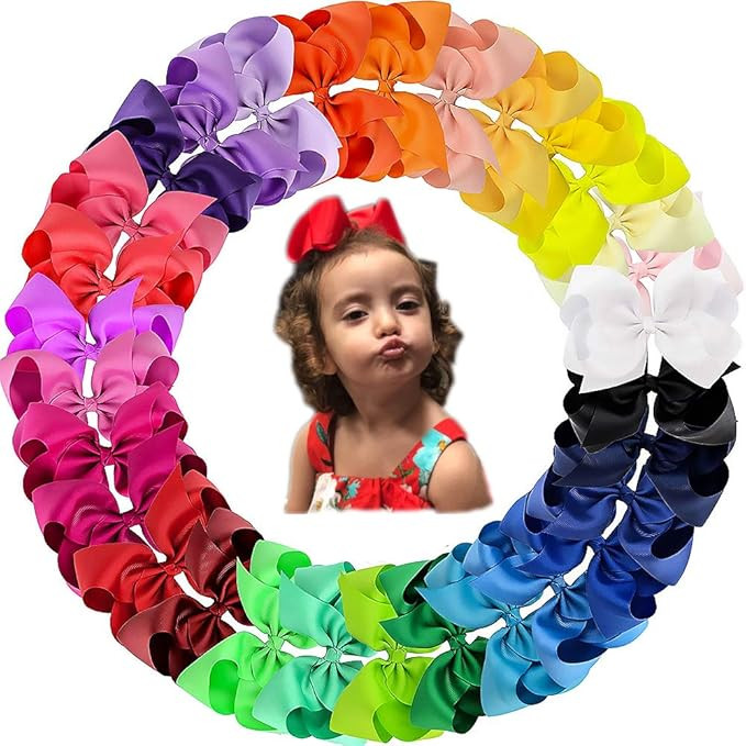 Oaoleer 30 Colors 4 Inch Hair Bows Clips Grosgrain Ribbon Bows Hair Alligator Clips Hair Barrette... | Amazon (US)