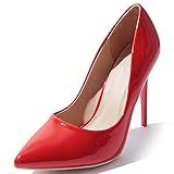 DailyShoes Women's Classic High Heels Pointy Toe Dress Pumps, Red Hot PT, 8 B(M) US | Amazon (US)