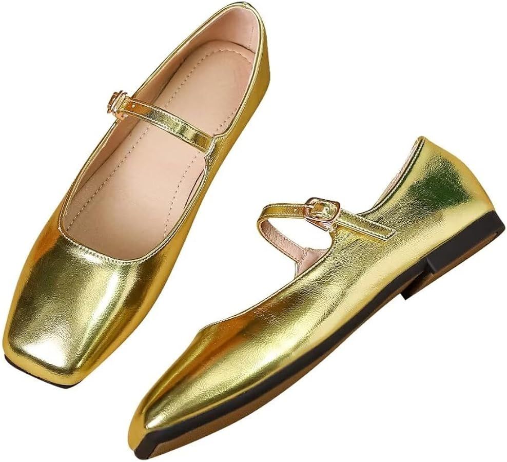 TN TANGNEST Leather Flats for Women Comfortable Round Toe Slip On Ballet Flats Retro Dress Mary J... | Amazon (US)