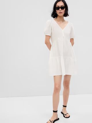 Crinkle Gauze Puff Sleeve Tiered Mini Dress | Gap (US)