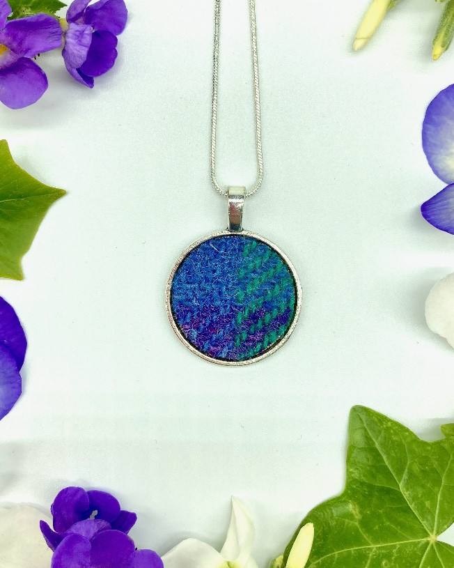 Harris Tweed® Purple Blue Green Pendant on silver plated chain | Boxed Necklace with Scottish Tweed on a Circular Pendant💕🏴󠁧󠁢󠁳󠁣󠁴󠁿

#LTKU #LTKHoliday #LTKStyleTip