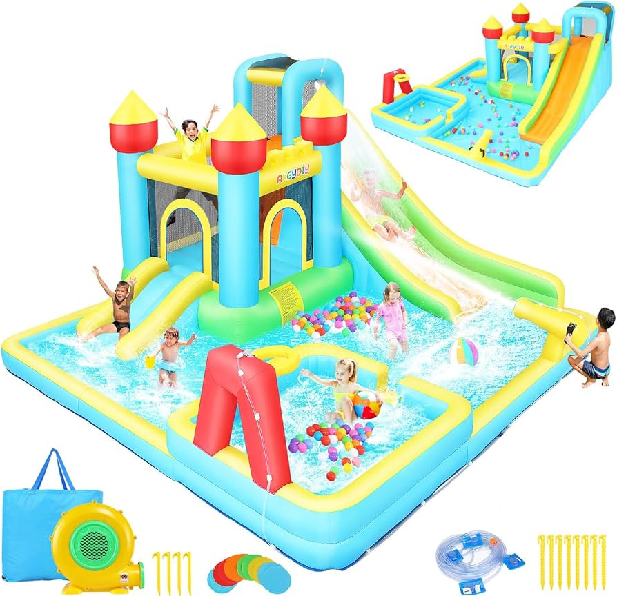 Inflatable Swimming Bounce House Water Slides, 13FTx12.5FT Extra Large Waterslide Jumping Castle ... | Amazon (US)