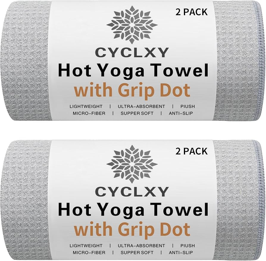 2 Pack Hot Yoga Towel with Grip Dot\uff0cStickyfiber Yoga Mat Towels Non Slip for Hot Yoga,Absorb... | Amazon (US)