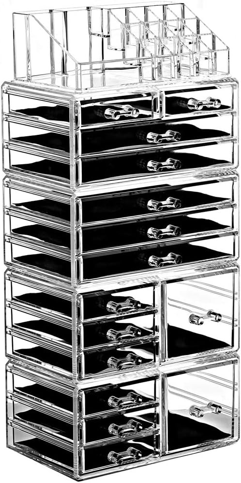 Ikee Design Acrylic Jewelry Makeup Organizer Drawer Shelf 5 Pieces Set, Cosmetic Jewelry Organize... | Amazon (US)