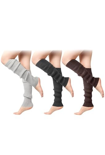 Passionbility 3/2 Pairs Leg Warmers for Women - Leg Warmers 80s Ribbed Knitted Long Socks for Party Sports | Amazon (US)