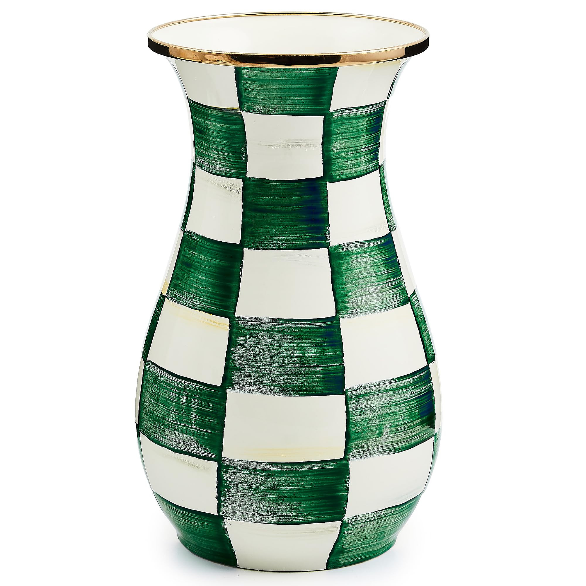 MACKENZIE-CHILDS Tall Enamel Vase, Unique Flower-Vase Decor for Living Room, Green-and-White Emer... | Amazon (US)