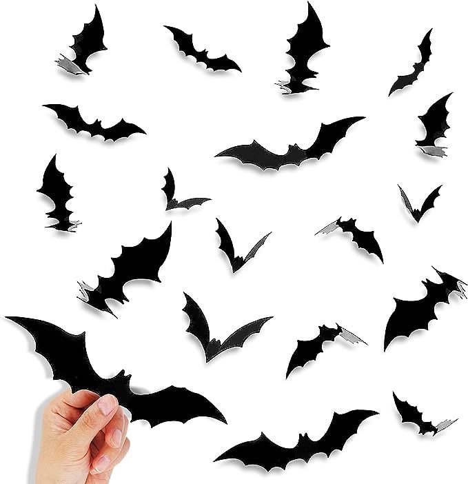 Halloween Decorations Bats Wall Decor, 80 Pcs 4 Sizes Waterproof Bats Stickers for Wall and Windo... | Amazon (US)