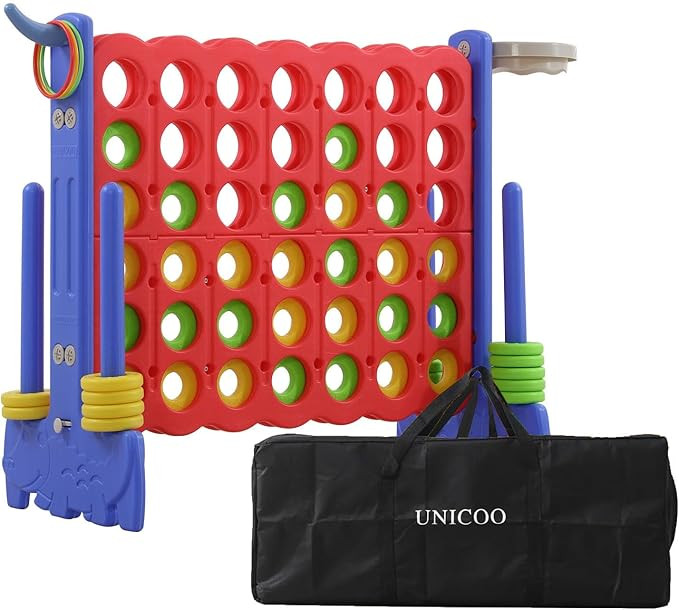 UNICOO Giant 4-in-a-Row Game with Carry Bag, 3-in-1 Jumbo 4-to-Score Outdoor Yard Game with Baske... | Amazon (US)