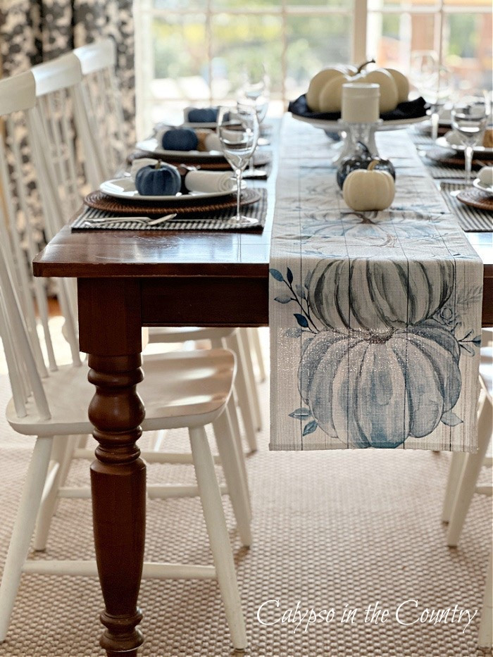 A beautiful blue and white table runner for fall!  

#ltkfall #ltkblueandwhite

#LTKSeasonal #LTKHome