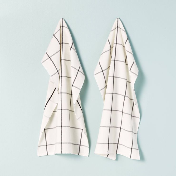 2ct Grid Lines Terry Kitchen Towel Set Cream/Dark Gray - Hearth & Hand™ with Magnolia | Target