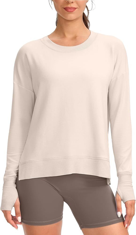 G Gradual Sweatshirt for Women Buttery Soft Shirts Crewneck Modal Pullover Yoga Tops Side Slit Th... | Amazon (US)