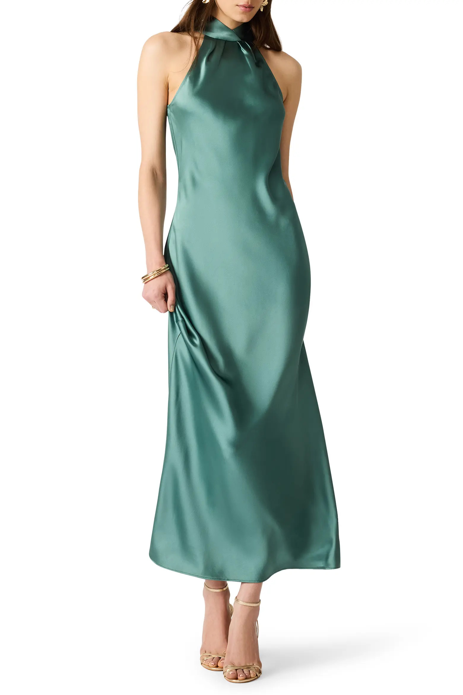 Alanah Halter Neck Satin Midi Dress (Women) | Nordstrom | Nordstrom