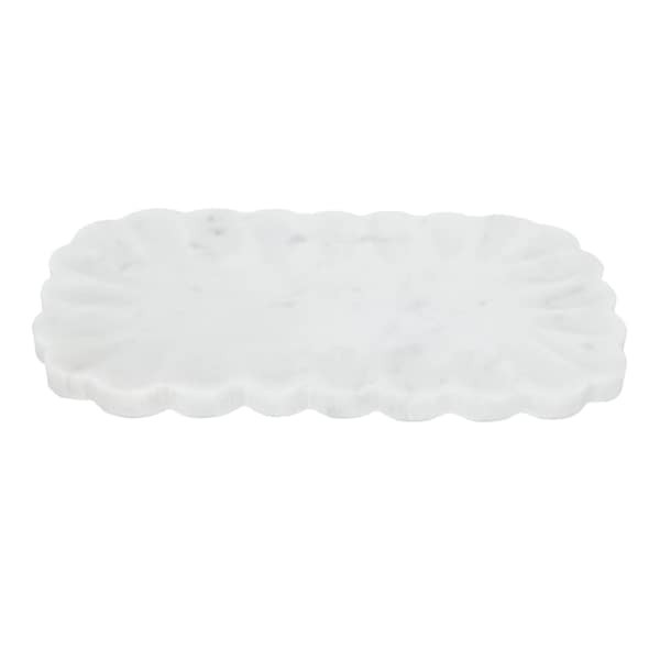 Scallop White Marble Tray | At Home
