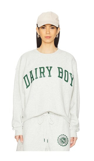 Dairy Boy x REVOLVE Varsity Crewneck in Light Grey. - size M | Revolve Clothing (Global)