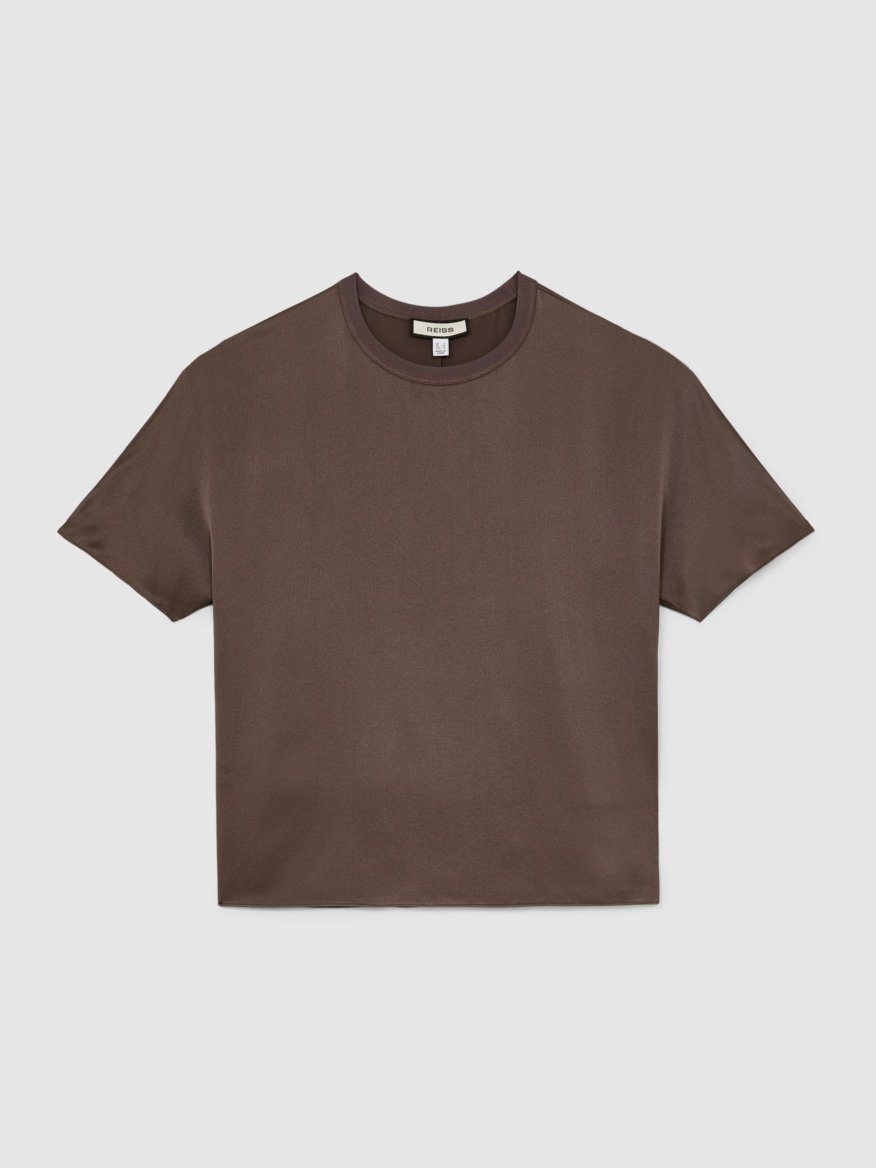 Reiss Silk Short-Sleeve Top in Mauve | REISS | Reiss US