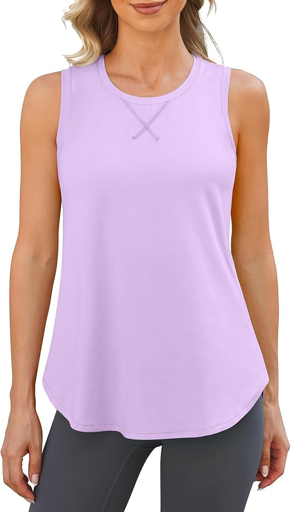 G4Free Racerback Workout Tank Tops for Women High Neck Athletic Long Tanks Fast Dry Sleeveless Pi... | Amazon (US)