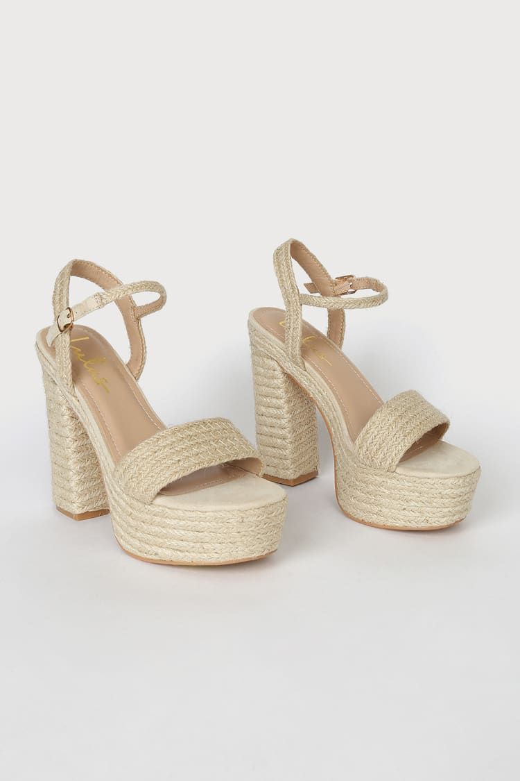 Lazzy Natural Raffia Platform Ankle Strap High Heel Sandals | Lulus (US)