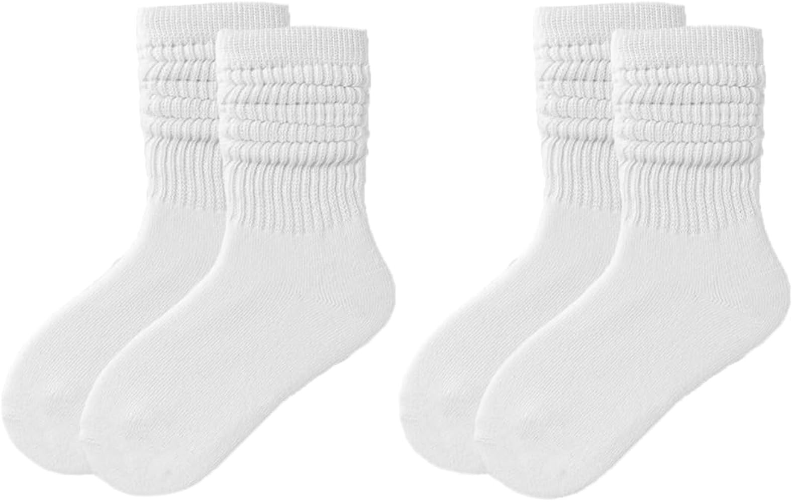 2 Pairs Kids Slouch Socks Girls Toddler Knee High Tube Long Boot Crew Slouch Socks | Amazon (US)