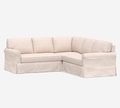 York Roll Arm Slipcovered 3-Piece L-Sectional | Pottery Barn (US)