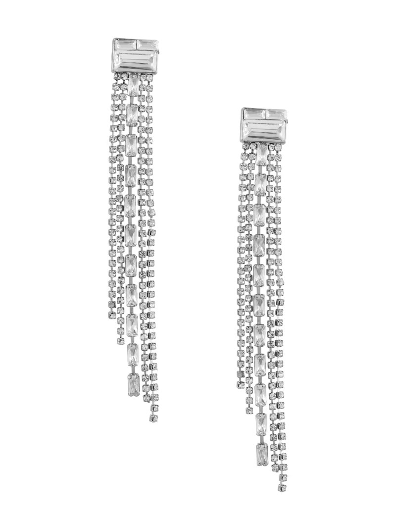 Silver-Tone Baguette Fringe Earrings | Guess (US)
