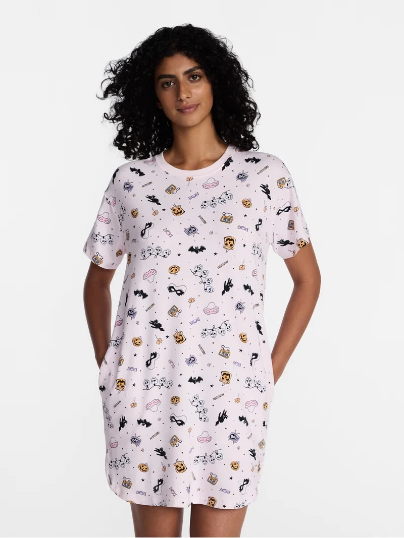Halloween Women's Sleepshirt Top and Socks Set from Way to Celebrate, 2-Piece, Sizes XS-3X | Walmart (US)