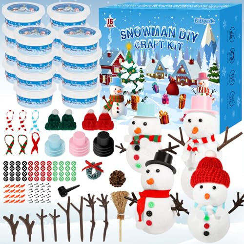 16 Pack DIY Snowman Kit Toys for Kids,Christmas Craft Xmas Gift Toy for Girl,Boy,Build a Snowman Kit Indoor Decorations,Creative Kids Air Dry Modeling Clay,Christmas Gift Stocking Stuffers for Toddler | Amazon (US)