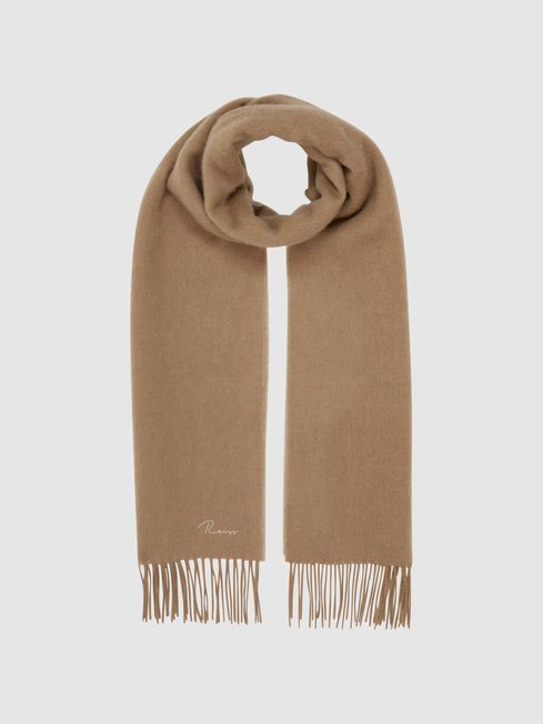 Reiss Camel Picton Cashmere Blend Scarf | Reiss UK