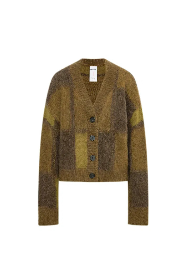 Nacton Plaid Cardigan in Baby Alpaca Blend Knit | Fabrique