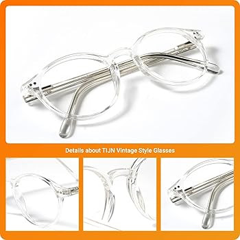 TIJN Blue Light Blocking Glasses Men Women Vintage Thick Round Rim Frame Eyeglasses | Amazon (US)