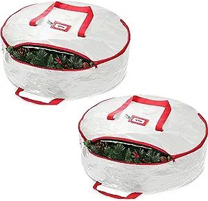 ZOBER Christmas Wreath Storage Bag - Water Resistant Fabric Storage Dual Zippered Bag for Holiday... | Amazon (US)