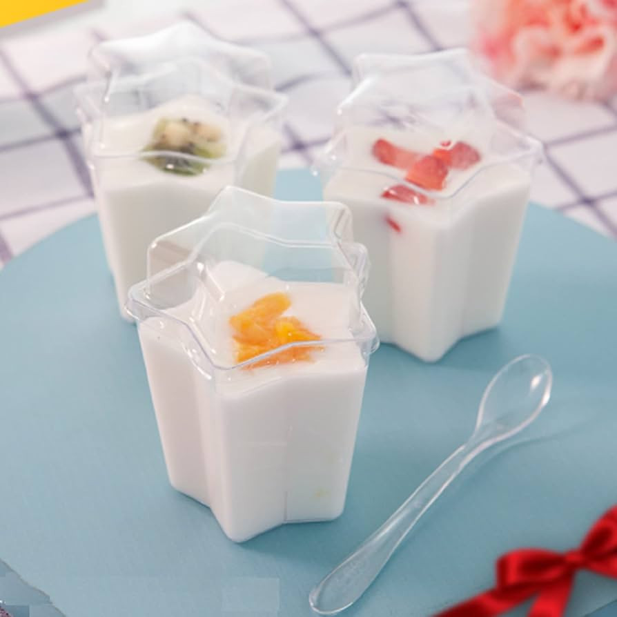40 count Star Dessert cup 4.5 OZ with Lids and Spoons Clear Plastic Dessert Cups Mini Tumbler Ser... | Amazon (US)