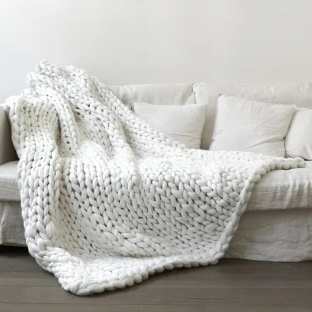 4 Sizes Hand-woven Bulky Chunky Soft Blanket Thick Yarn Knitted Bed Sofa Throw Blanket - Walmart.... | Walmart (US)