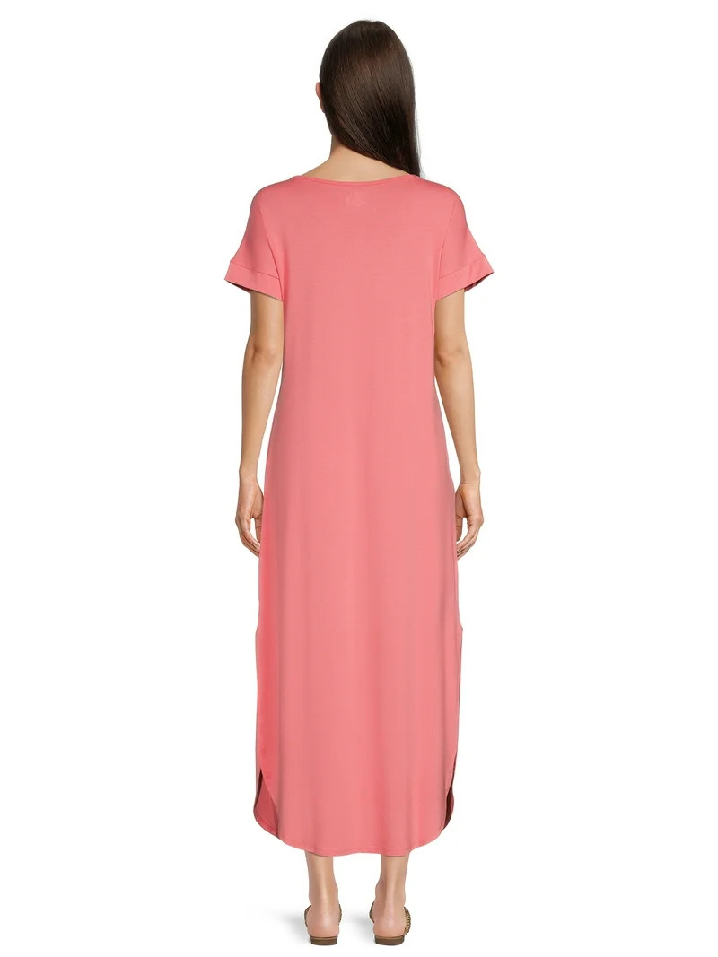 Time and Tru Women's Maxi Dress with Short Sleeves, Sizes XS -XXXL | Walmart (US)