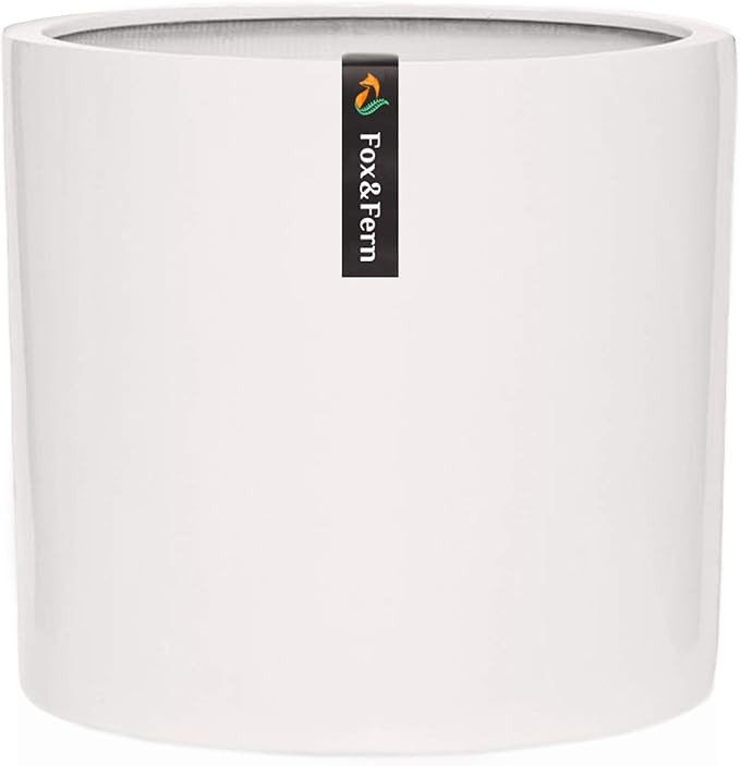 8" Plant Pot by Fox & Fern - Perfectly Fits Modern Plant Stand - Drainage Plug - Glossy White | Amazon (US)