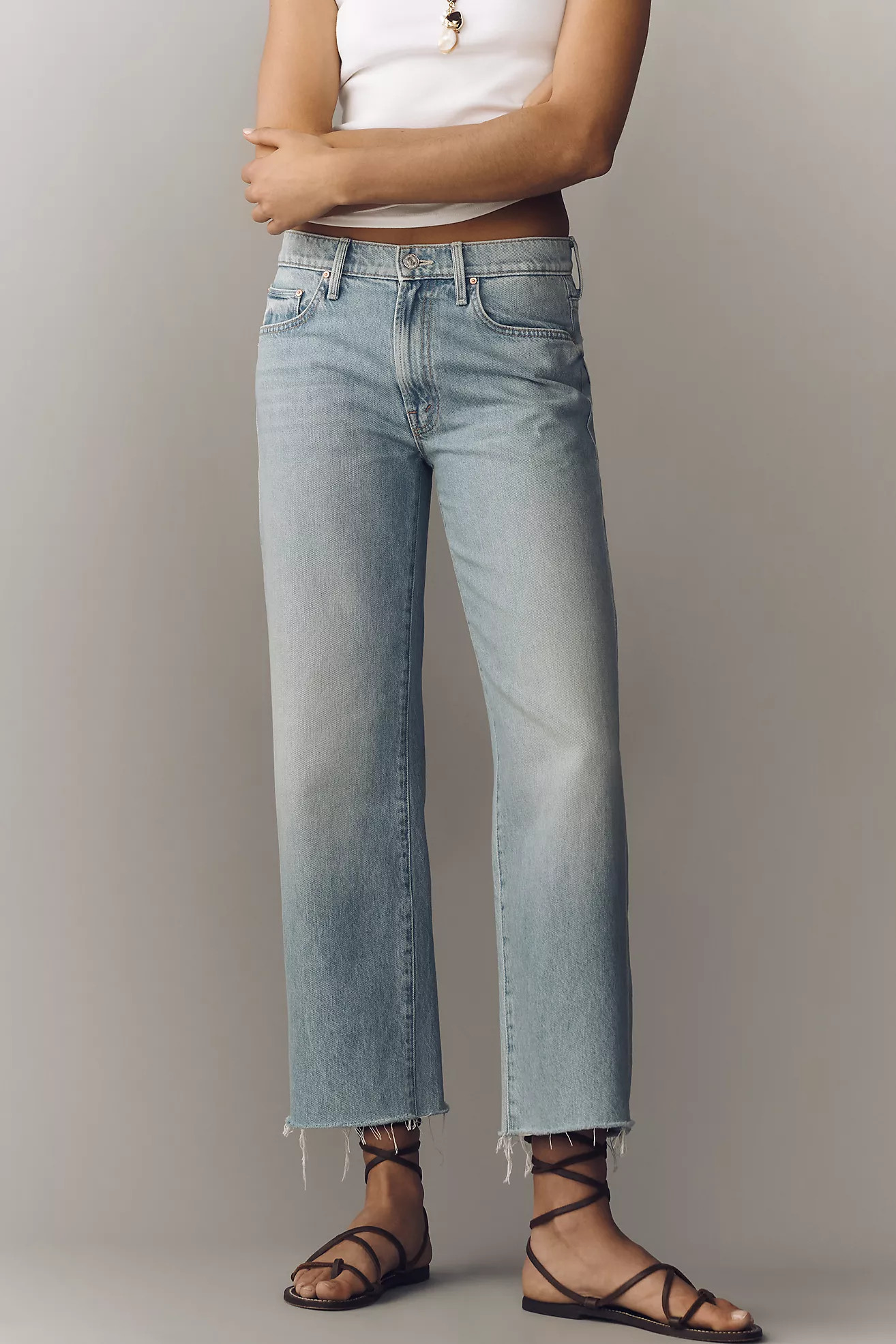 MOTHER Rambler Zip Ankle Mid-Rise Straight-Leg Jeans | Anthropologie (US)