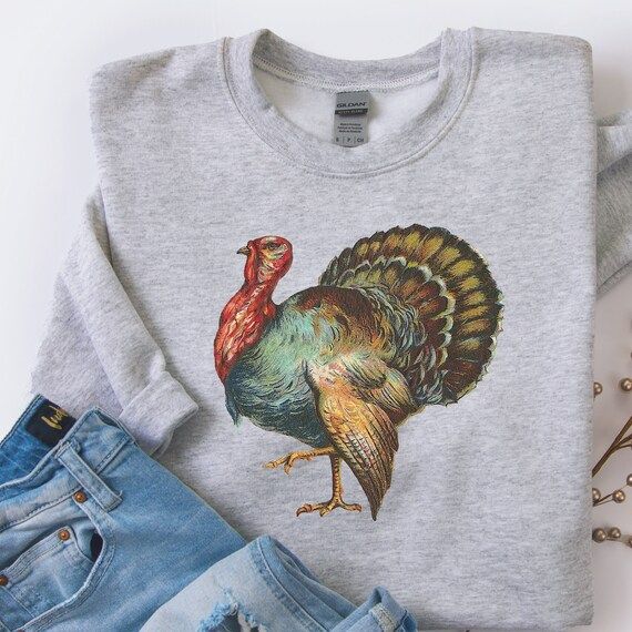 Vintage Thanksgiving Turkey Sweatshirt Womens Fall Shirts Fall - Etsy | Etsy (US)
