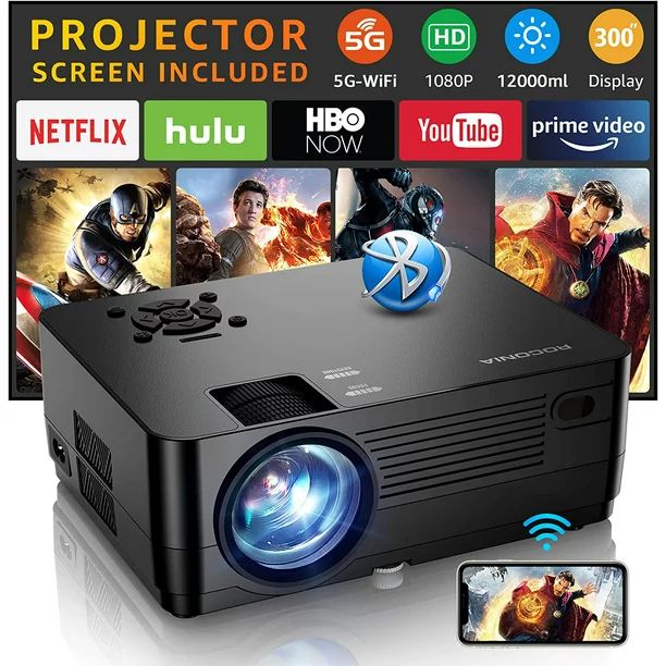ROCONIA 5G WiFi Bluetooth Native 1080P Projector, 12000LM Full HD Movie Projector, LCD Technology... | Walmart (US)