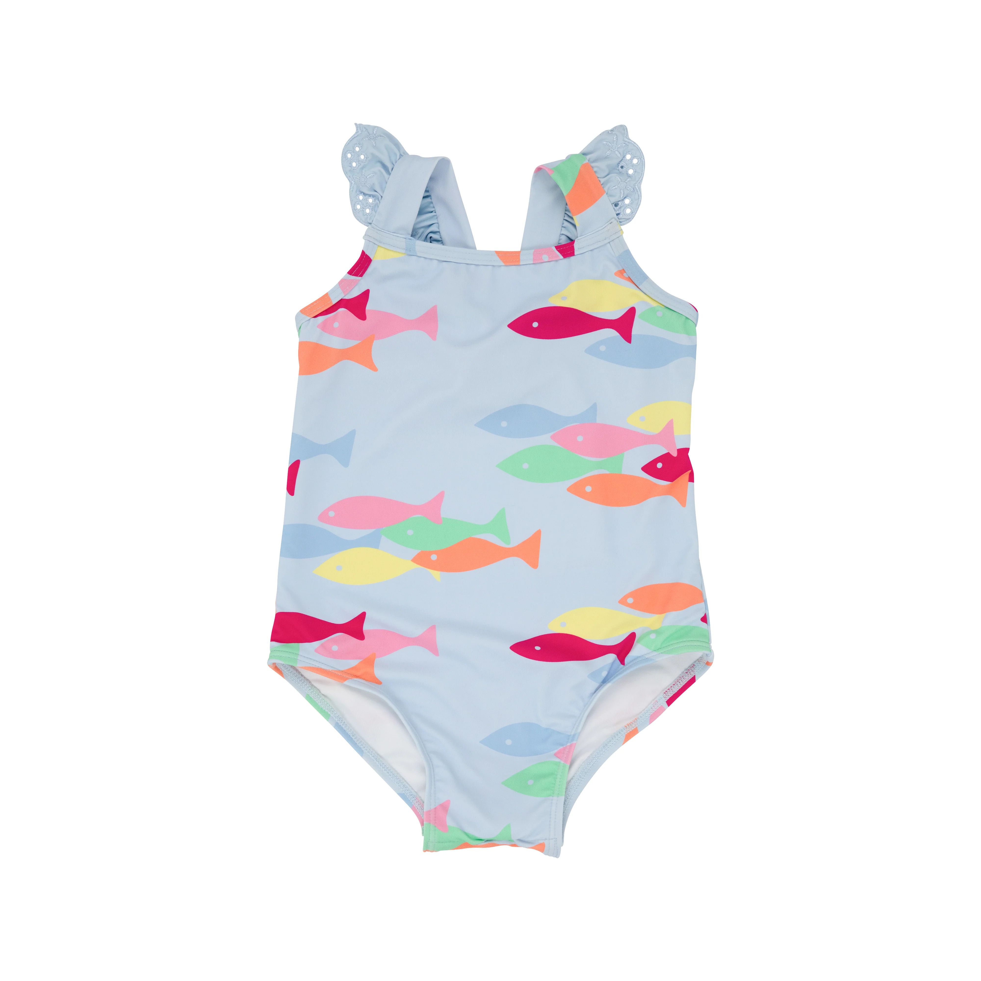 Long Bay Bathing Suit - French Leave Fishies with Beale Street Blue | The Beaufort Bonnet Company