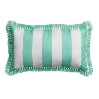 Outdoor Lumbar Pillow with Decorative Trim Manilow Cabana Stripe Lumbar | The Home Depot
