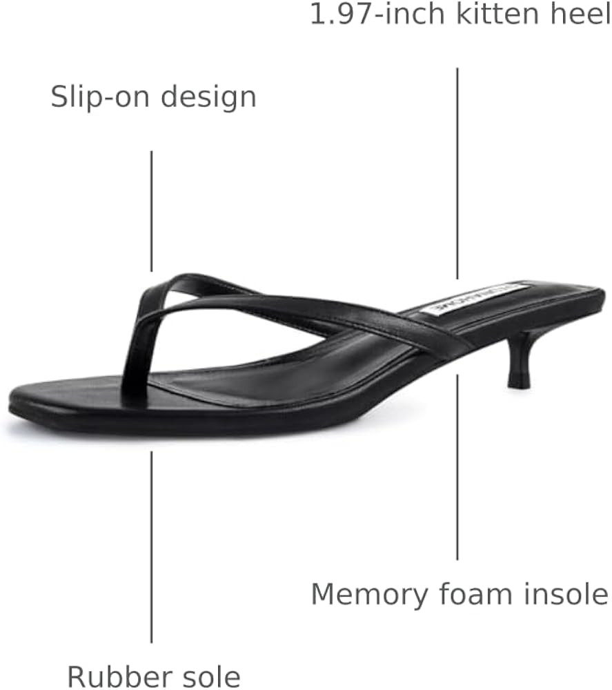 STUNAHOME Womens Kitten Heel Thong Sandals with Memory Foam Cute Flip Flop Heels for Women 1.4 In... | Amazon (US)