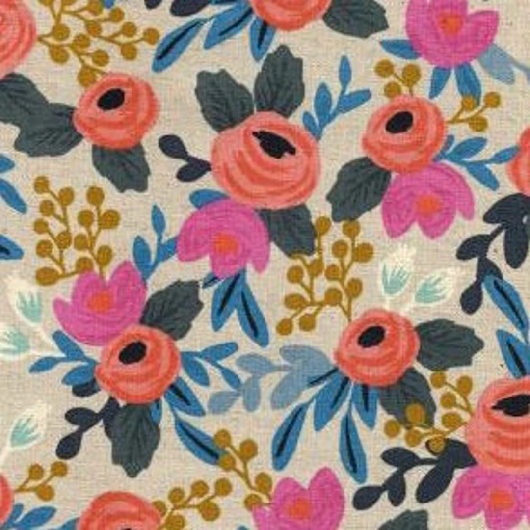 CANVAS Les Fleurs by Rifle Paper Co for Cotton and Steel Natural Rosa Floral Fabric Fabric Sold b... | Etsy (US)