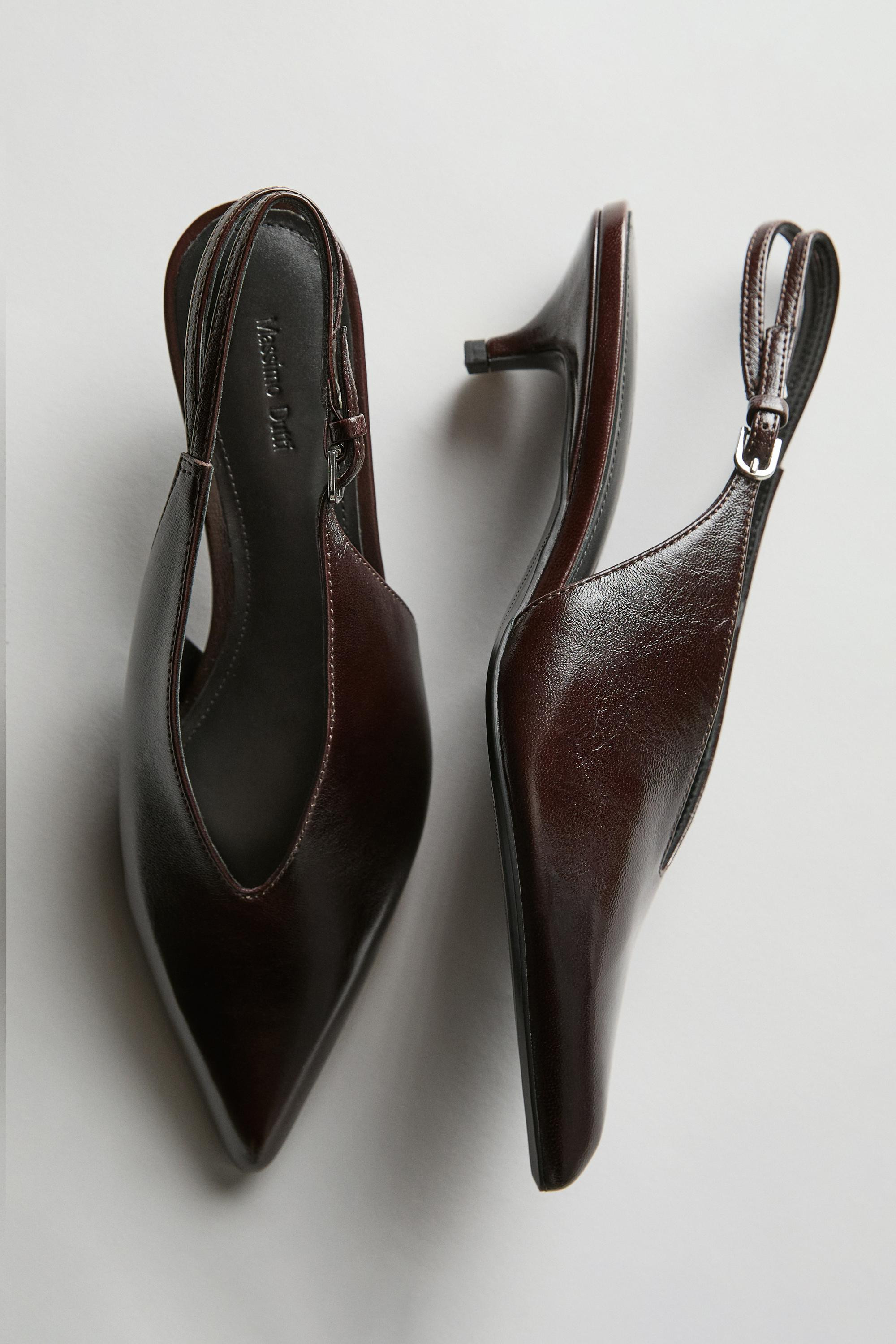 Leather high-heel mules | Massimo Dutti US