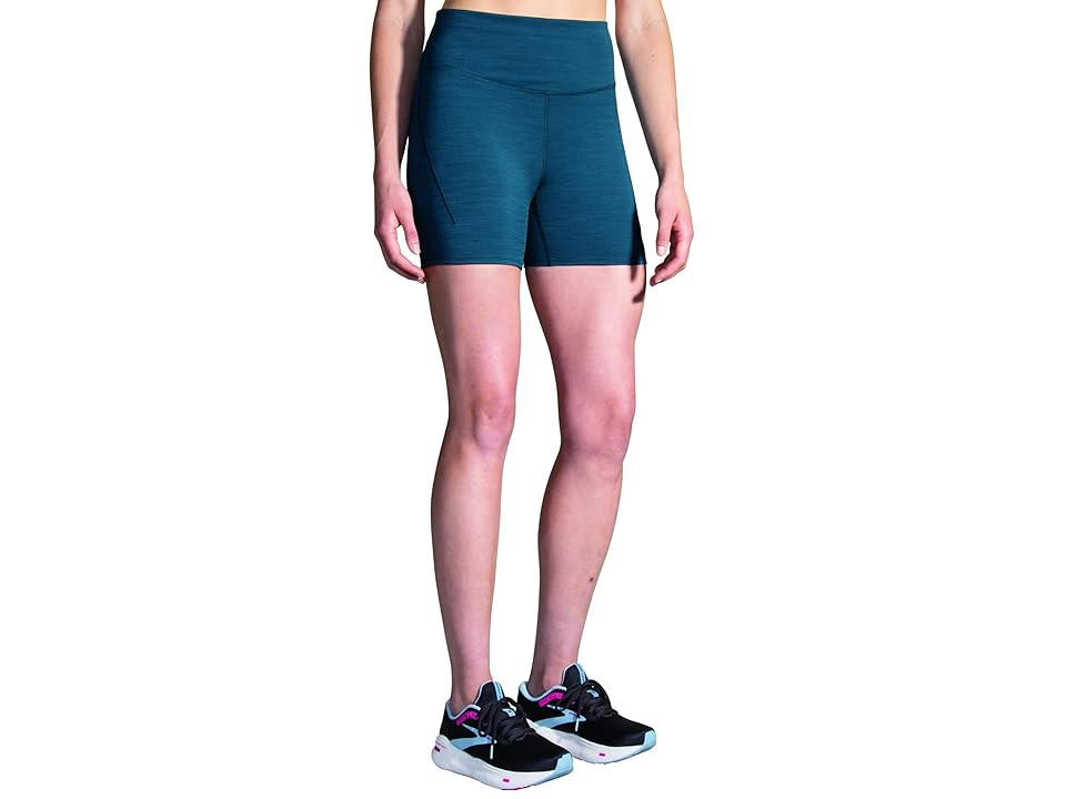 Brooks Spark 5 Short Tights (Heather Ocean Drive) Women's Clothing | Zappos
