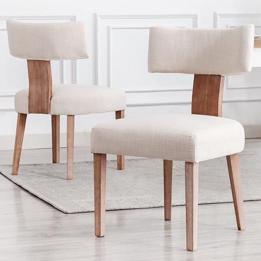 Wahson Farmhouse Kitchen & Dining Room Chairs Set of 2, Retro Linen Upholstered Dining Chair with... | Amazon (US)
