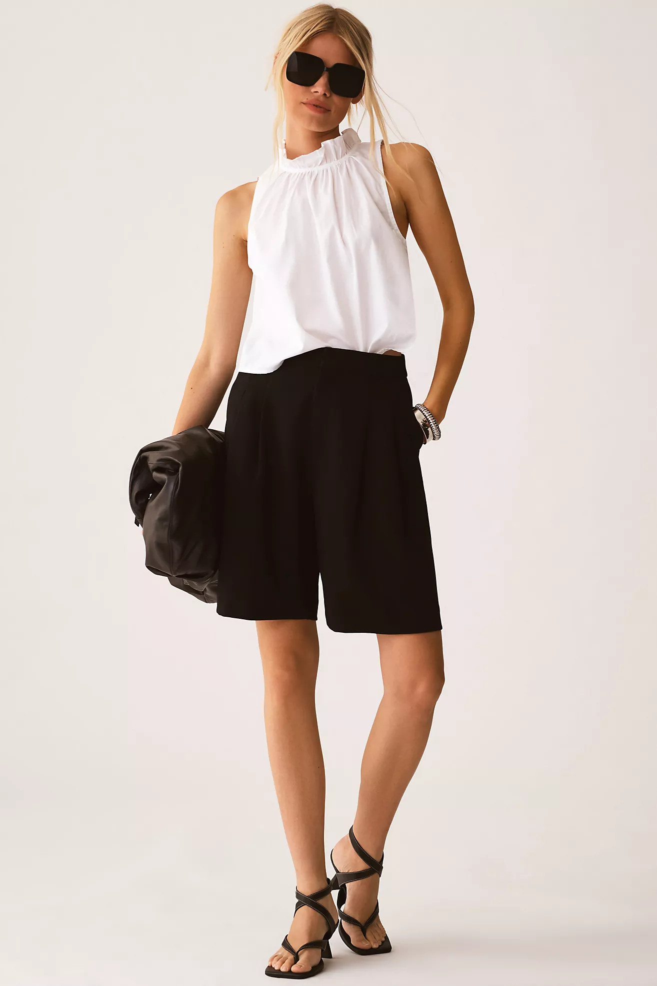 Maeve Poplin Ruffle-Neck Halter Tank | Anthropologie (US)