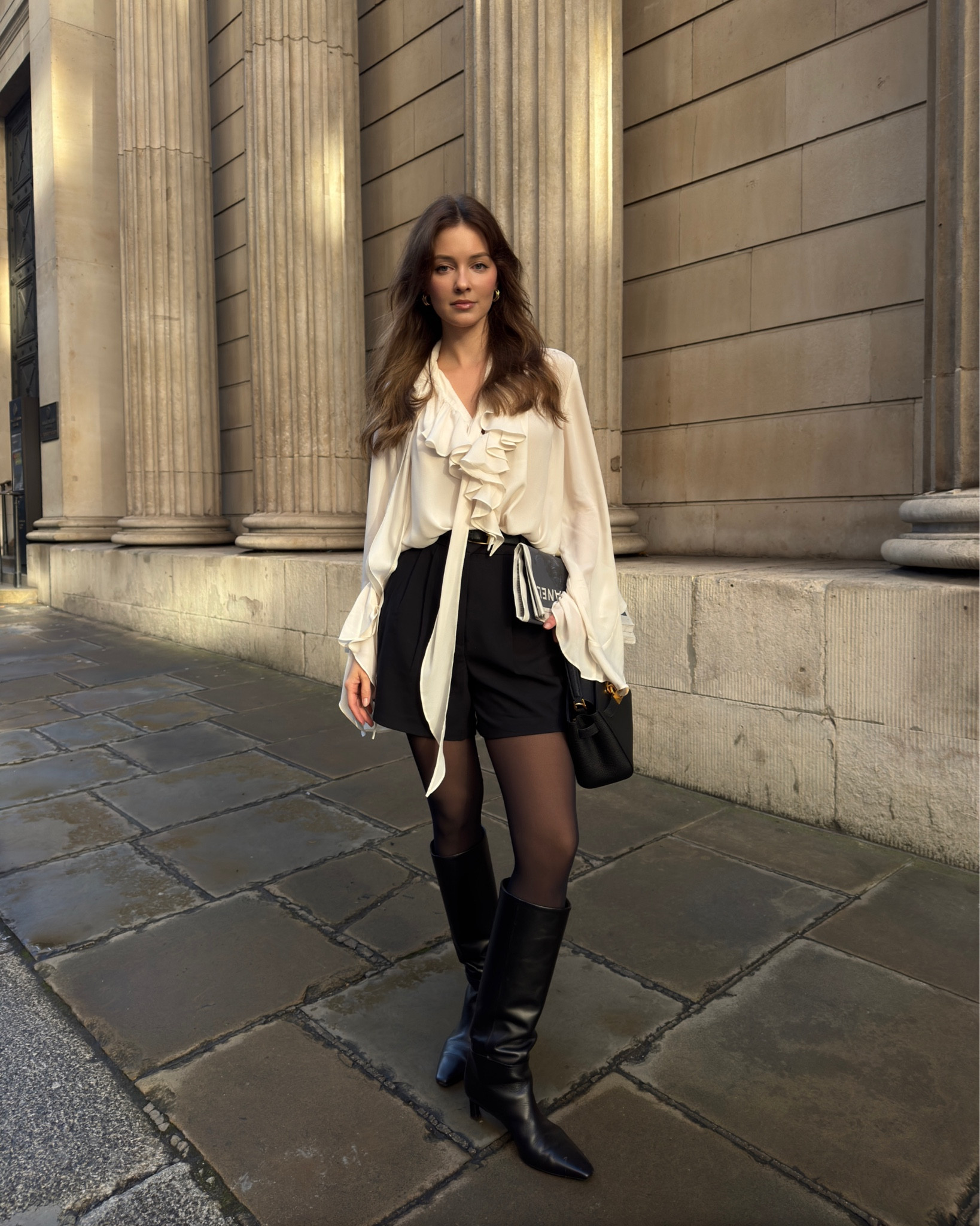 Boho blouse, such a feminine and classy look 🖤 
Styled with knee high boots (old Massimo Dutti but I’ve linked a new style in brown, very similar!) and tailored shorts.

#LTKwinter #LTKeurope #LTKuk