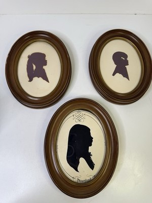 Vintage Framed Young Girls Oval Silhouette Pictures Set 3 | eBay US