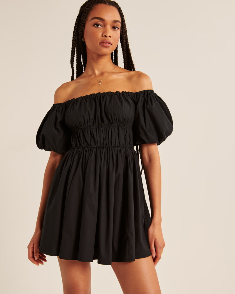 Off-The-Shoulder Puff Sleeve Mini Dress | Abercrombie & Fitch (US)