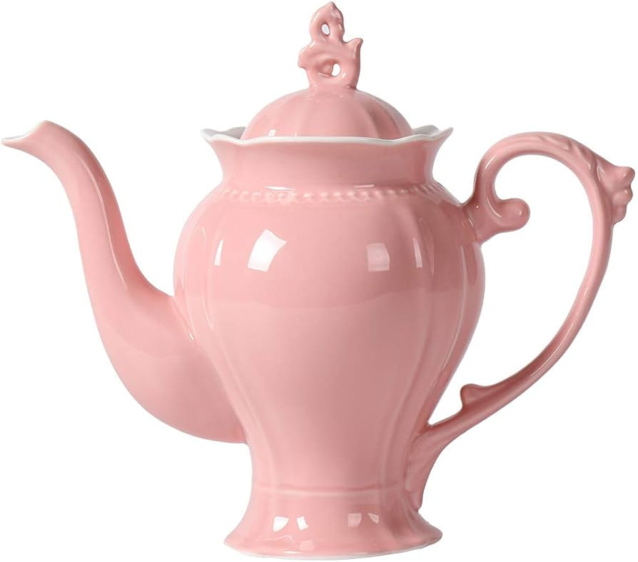 Fine Porcelain Pink English Teapot, Coffee Pot, Victoria Style, Light Weight, 37 Oz | Amazon (US)